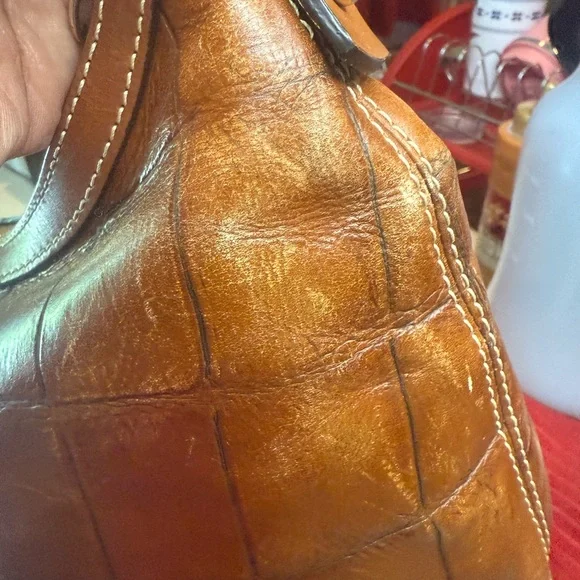 Dooney & Bourke Croc-Embossed Brown Shoulder Bag - Picture 9 of 16